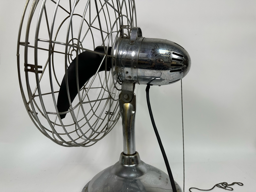 Vintage Art Deco Fresh'nd-Aire Freshen Air Chrome Desk Fan Working 22W X 28H [Photo 3]