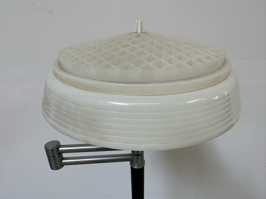 Vintage Art Deco Floor Lamp Aladdin 40520 With Swing Arm, Side Table And Plastic Shade Needs New Wall Plug 19W X 13D X 53H [Photo 8]