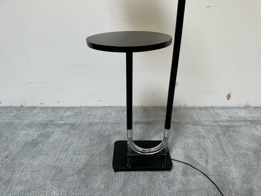 Vintage Art Deco Floor Lamp Aladdin 40520 With Swing Arm, Side Table And Plastic Shade Needs New Wall Plug 19W X 13D X 53H [Photo 12]