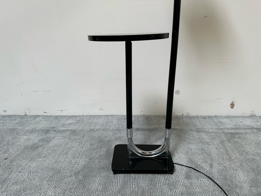 Vintage Art Deco Floor Lamp Aladdin 40520 With Swing Arm, Side Table And Plastic Shade Needs New Wall Plug 19W X 13D X 53H [Photo 6]