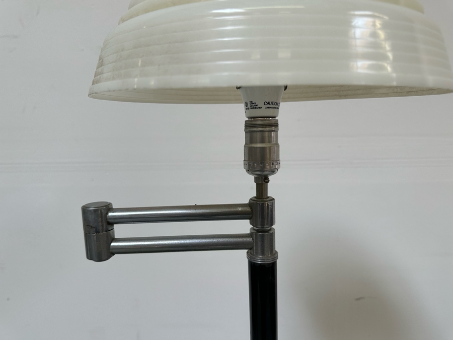 Vintage Art Deco Floor Lamp Aladdin 40520 With Swing Arm, Side Table And Plastic Shade Needs New Wall Plug 19W X 13D X 53H [Photo 9]
