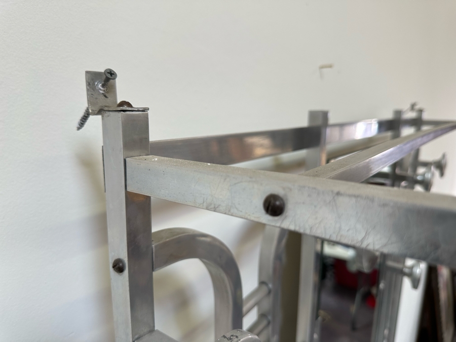 Impressive Rare Art Deco Aluminum Hall Tree Coat Rack With Drawer 42W X 11D X 72H [Photo 12]