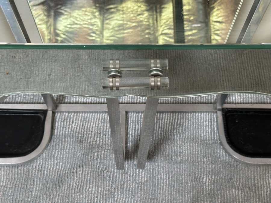 Impressive Rare Art Deco Aluminum Hall Tree Coat Rack With Drawer 42W X 11D X 72H [Photo 10]