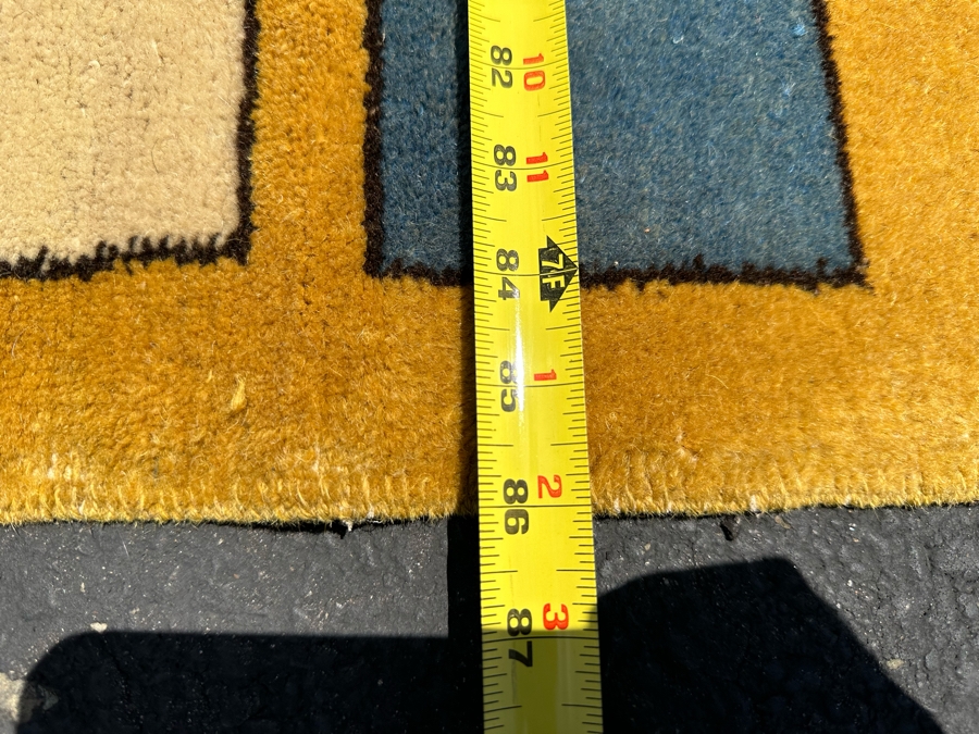Colorful Geometric Modernist Hand Woven Wool Area Rug 86' X 129' [Photo 5]