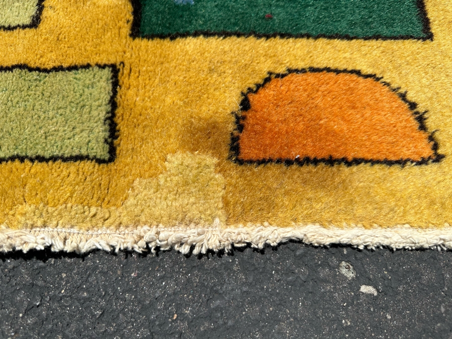 Colorful Geometric Modernist Hand Woven Wool Area Rug 86' X 129' [Photo 4]