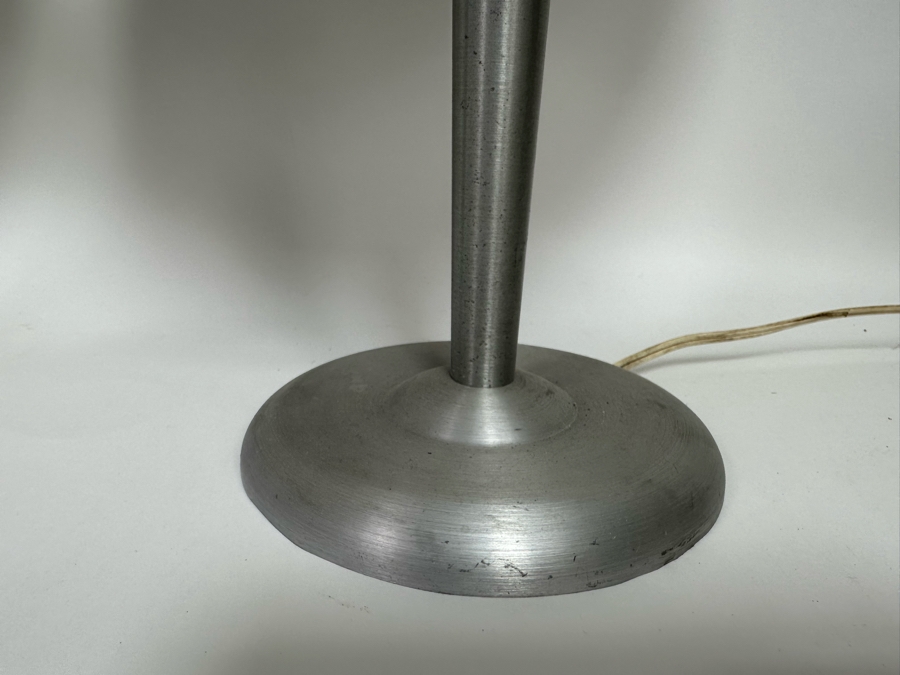 Vintage Art Deco Machine Age Soundrite Brushed Aluminum Desk Lamps Of Holyoke Mass, A Pair 13.5W X 24H [Photo 6]