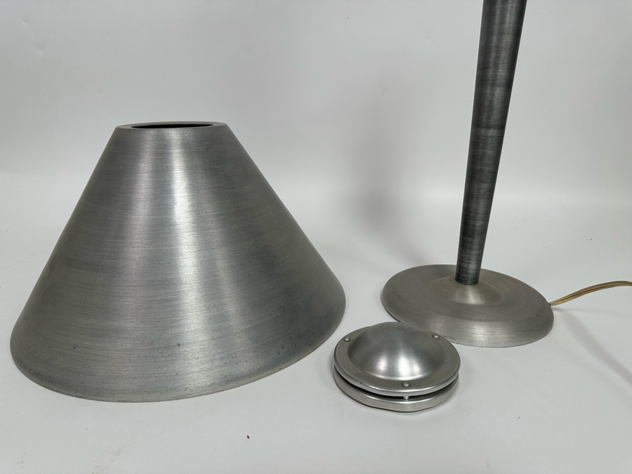 Vintage Art Deco Machine Age Soundrite Brushed Aluminum Desk Lamp Of Holyoke Mass 13.5W X 24H [Photo 6]