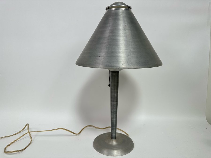Vintage Art Deco Machine Age Soundrite Brushed Aluminum Desk Lamp Of Holyoke Mass 13.5W X 24H [Photo 2]