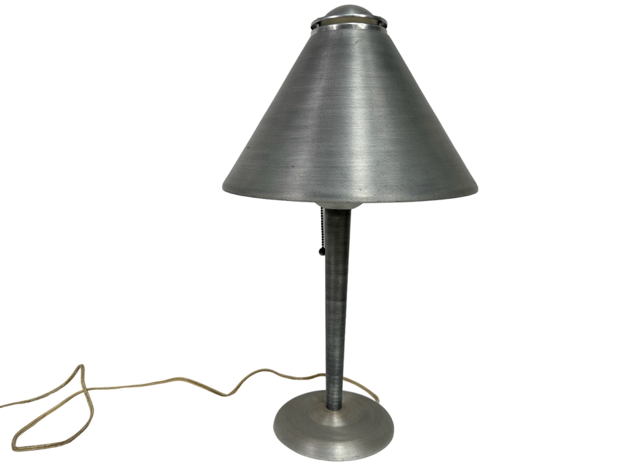 Vintage Art Deco Machine Age Soundrite Brushed Aluminum Desk Lamp Of Holyoke Mass 13.5W X 24H