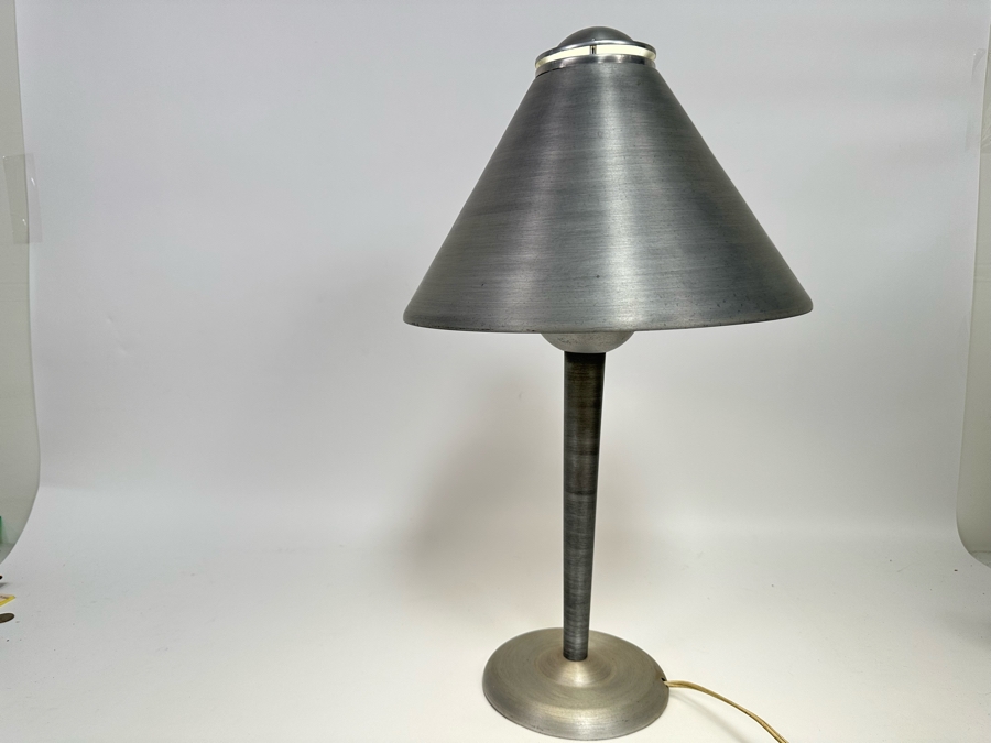 Vintage Art Deco Machine Age Soundrite Brushed Aluminum Desk Lamp Of Holyoke Mass 13.5W X 24H [Photo 3]