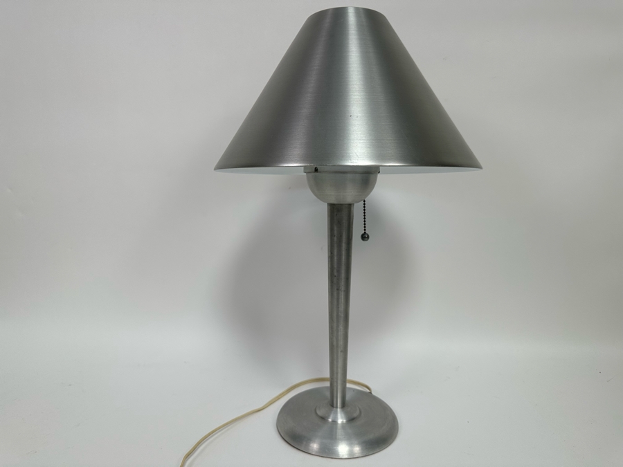 Vintage Art Deco Machine Age Soundrite Brushed Aluminum Desk Lamp Of Holyoke Mass (Missing Top Cover) 13.5W X 24H [Photo 7]