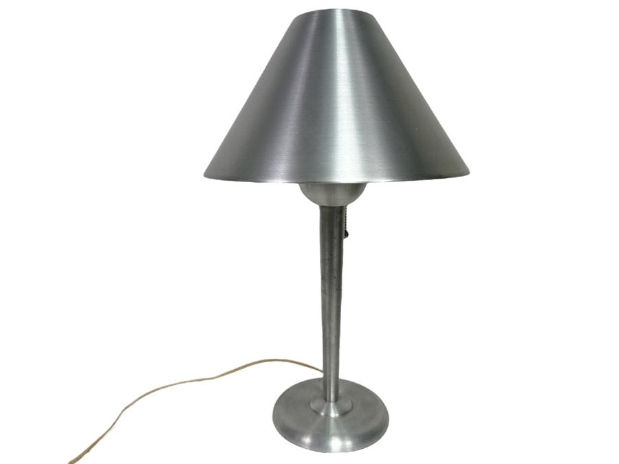Vintage Art Deco Machine Age Soundrite Brushed Aluminum Desk Lamp Of Holyoke Mass (Missing Top Cover) 13.5W X 24H [Photo 1]