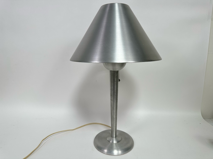 Vintage Art Deco Machine Age Soundrite Brushed Aluminum Desk Lamp Of Holyoke Mass (Missing Top Cover) 13.5W X 24H [Photo 3]