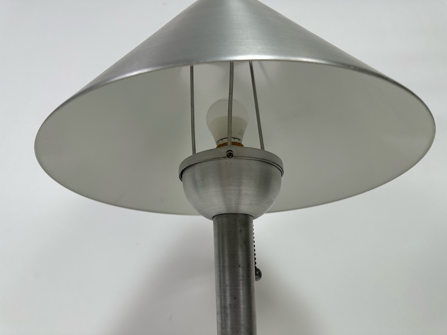 Vintage Art Deco Machine Age Soundrite Brushed Aluminum Desk Lamp Of Holyoke Mass (Missing Top Cover) 13.5W X 24H [Photo 6]