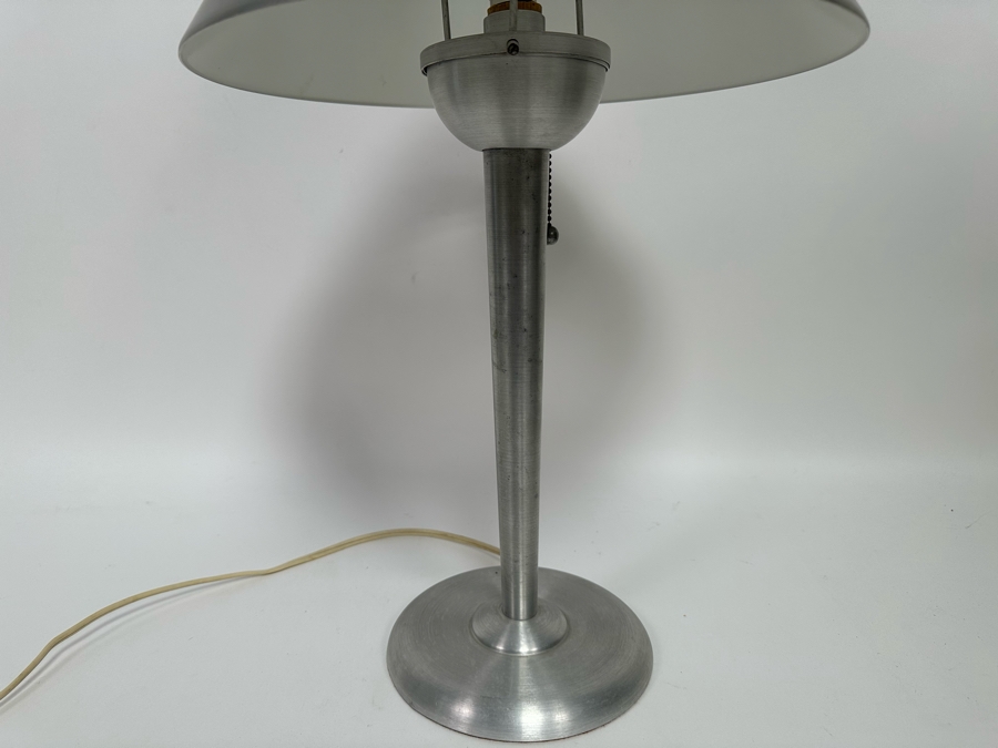 Vintage Art Deco Machine Age Soundrite Brushed Aluminum Desk Lamp Of Holyoke Mass (Missing Top Cover) 13.5W X 24H [Photo 5]