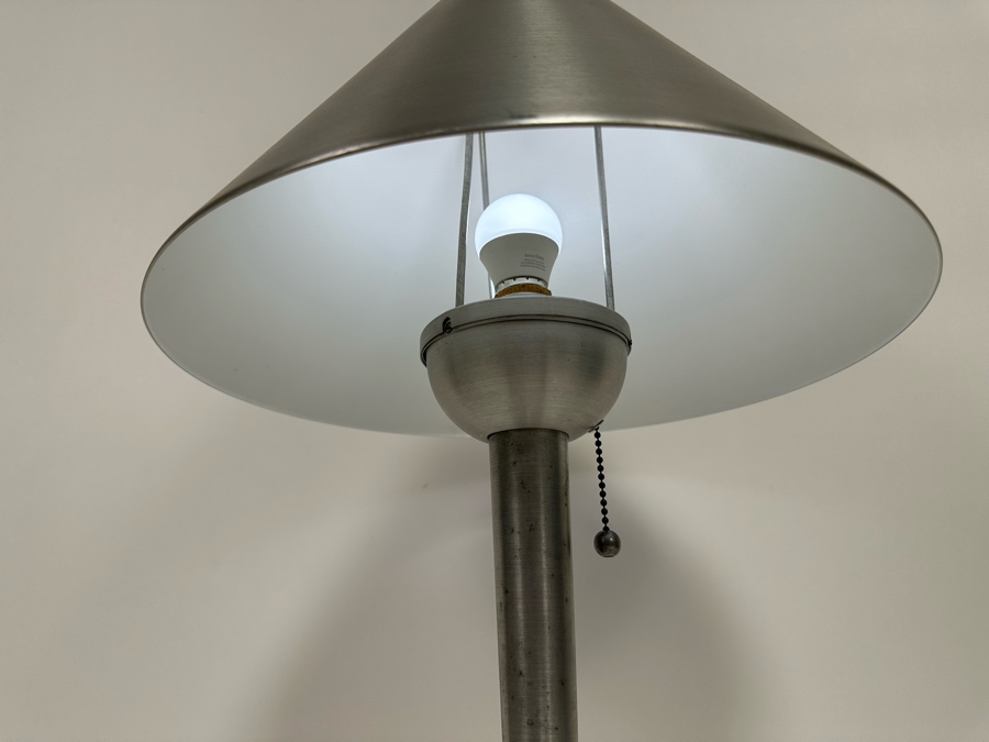 Vintage Art Deco Machine Age Soundrite Brushed Aluminum Desk Lamp Of Holyoke Mass (Missing Top Cover) 13.5W X 24H [Photo 8]