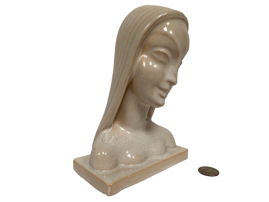 Vintage Art Deco Mountainside Art Pottery Woman's Bust 5.5W X 3D X 7.5H [Photo 1]