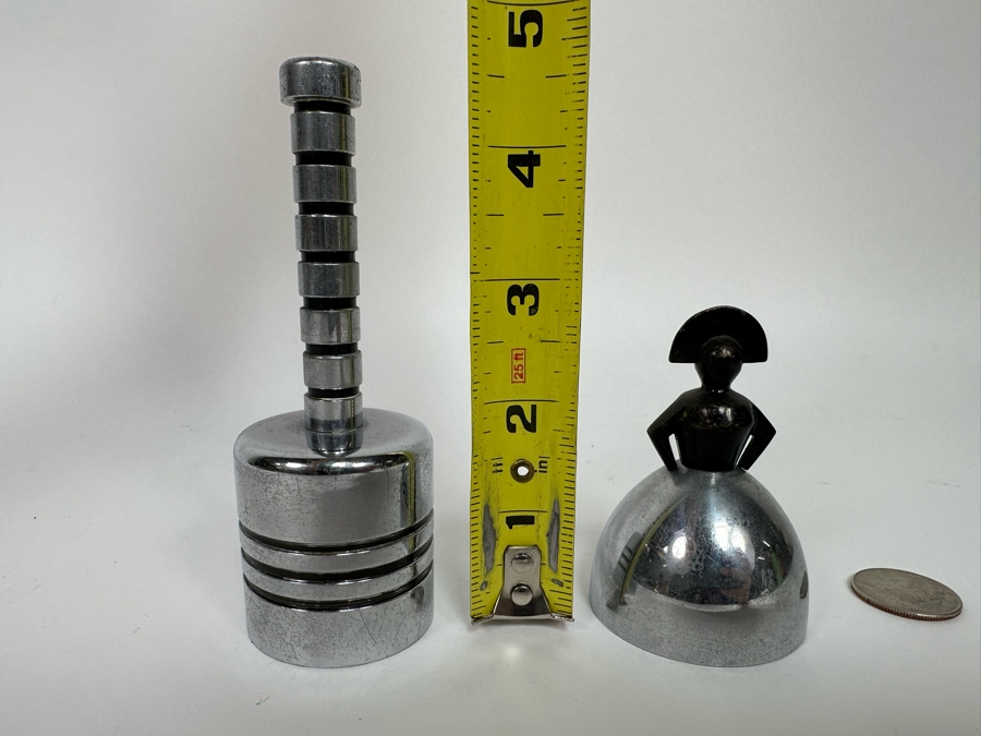 Pair Of Vintage Art Deco Handle Hand Bells Dinner Table Bells [Photo 9]