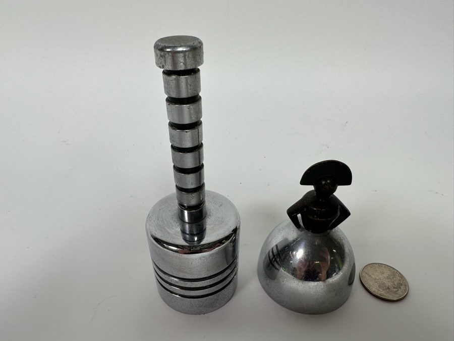 Pair Of Vintage Art Deco Handle Hand Bells Dinner Table Bells [Photo 5]