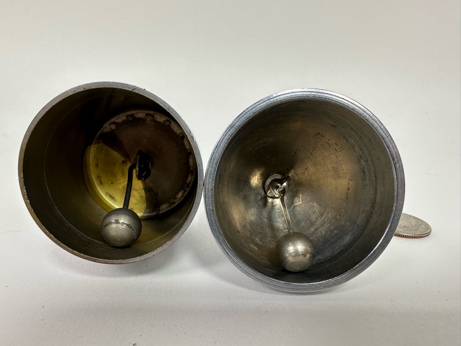 Pair Of Vintage Art Deco Handle Hand Bells Dinner Table Bells [Photo 8]