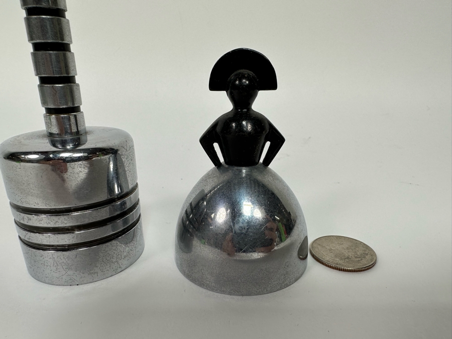 Pair Of Vintage Art Deco Handle Hand Bells Dinner Table Bells [Photo 6]