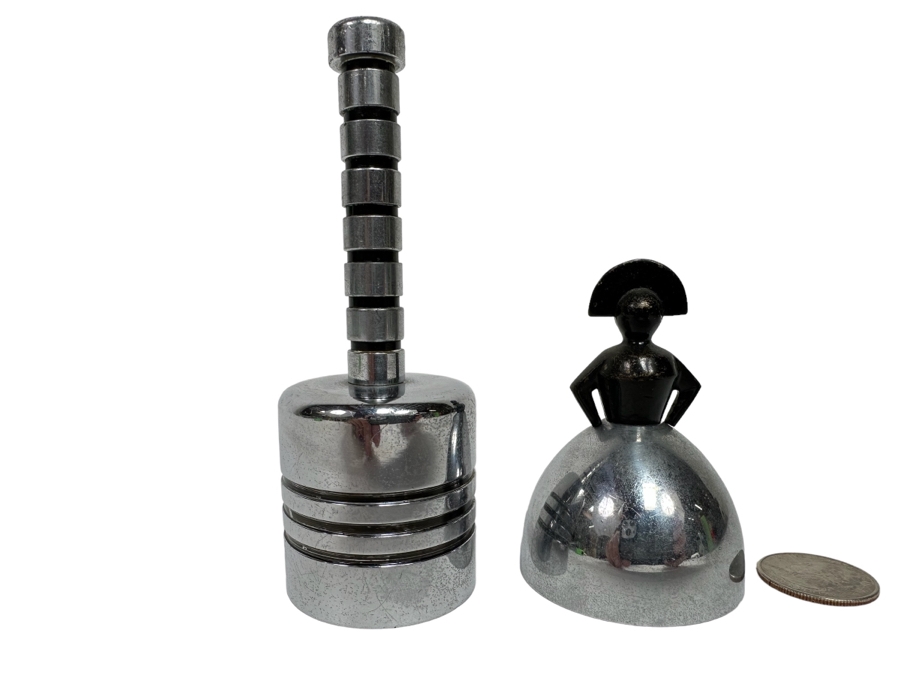 Pair Of Vintage Art Deco Handle Hand Bells Dinner Table Bells [Photo 1]