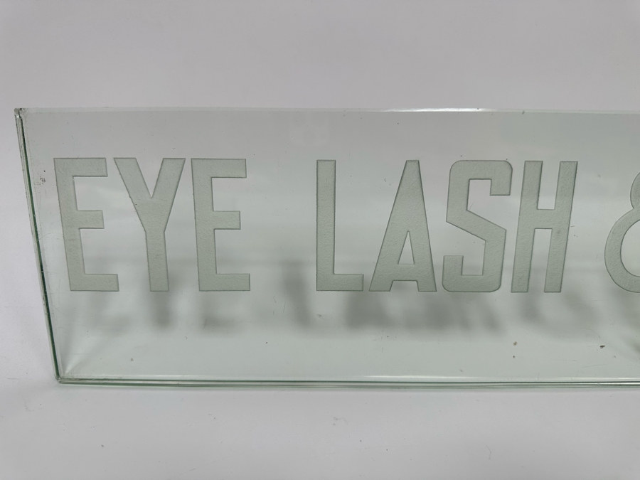 Vintage Art Deco Etched Glass Beauty Salon Sign: 'Eye Lash & Beauty Salon Inc.' 31 X 6 X 0.5D [Photo 5]