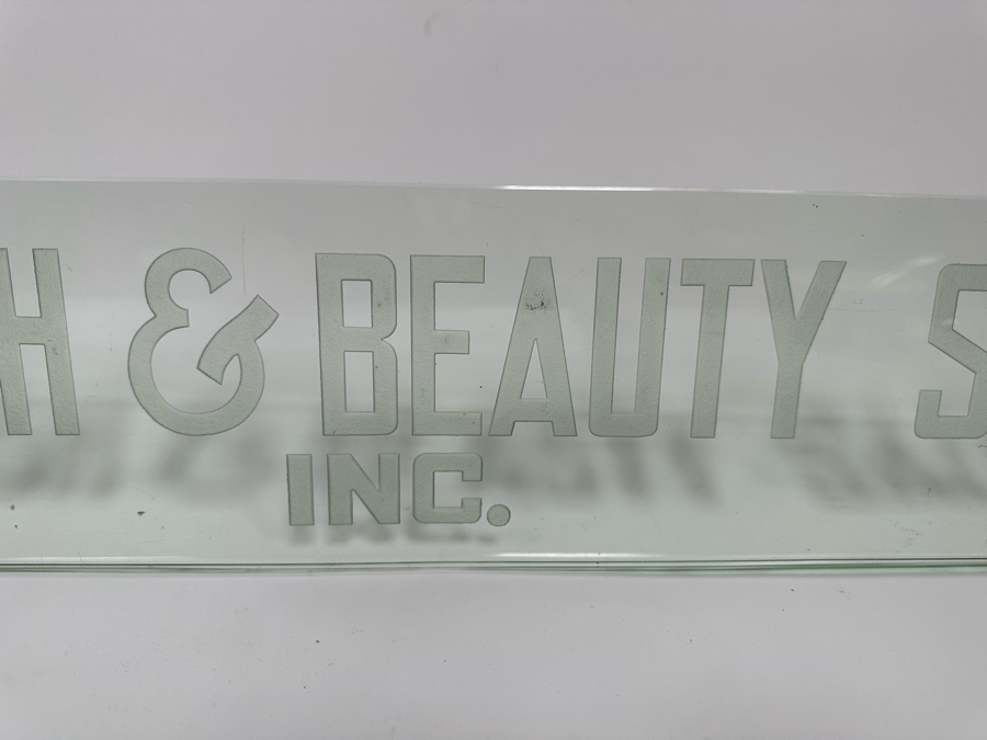 Vintage Art Deco Etched Glass Beauty Salon Sign 'Eye Lash & Beauty