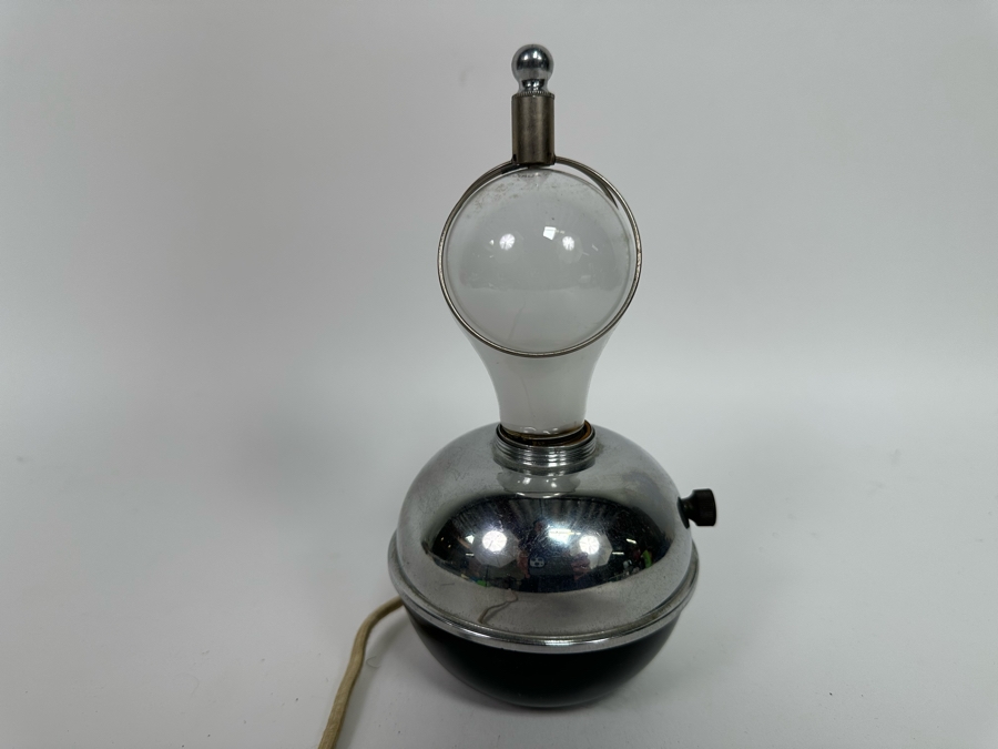 Vintage Art Deco Chase 'Glow Lamp' Designed By Ruth Gerth Black Enamel And Chrome 8H [Photo 4]