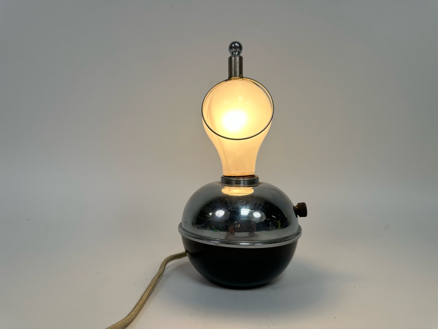 Vintage Art Deco Chase 'Glow Lamp' Designed By Ruth Gerth Black Enamel And Chrome 8H [Photo 3]
