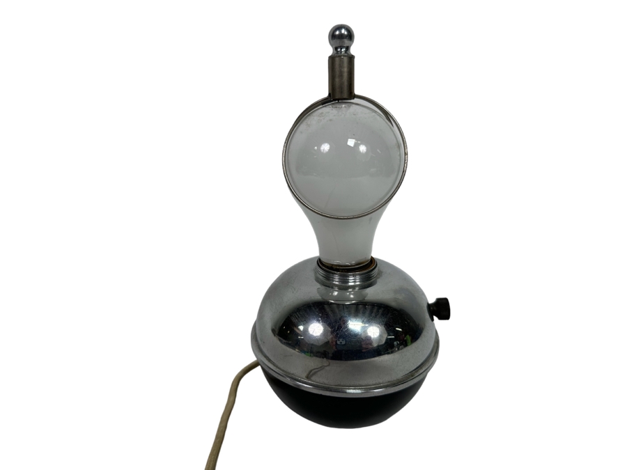Vintage Art Deco Chase 'Glow Lamp' Designed By Ruth Gerth Black Enamel And Chrome 8H [Photo 1]