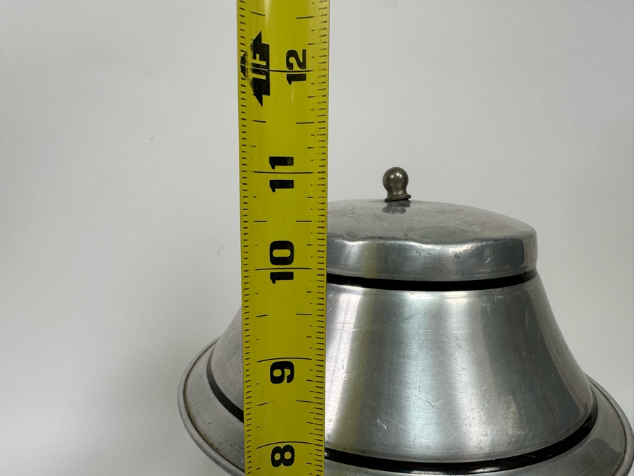 Vintage Art Deco Machine Age Brushed Aluminum Table Lamp 9W X 11H [Photo 11]