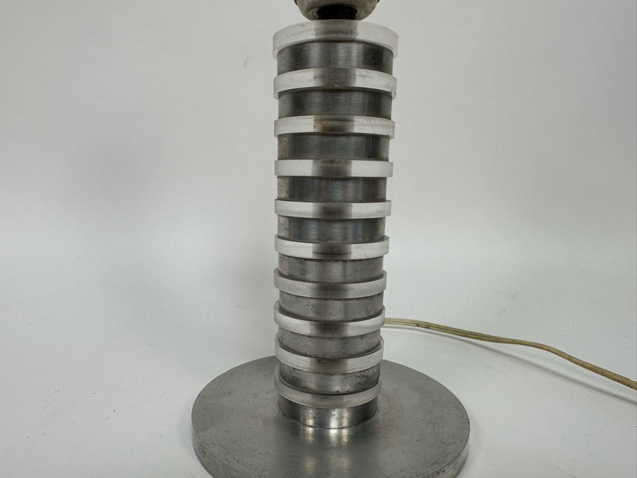 Vintage Art Deco Machine Age Aluminum Table Lamp Needs Rewiring 9H [Photo 3]