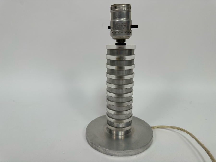 Vintage Art Deco Machine Age Aluminum Table Lamp Needs Rewiring 9H [Photo 7]