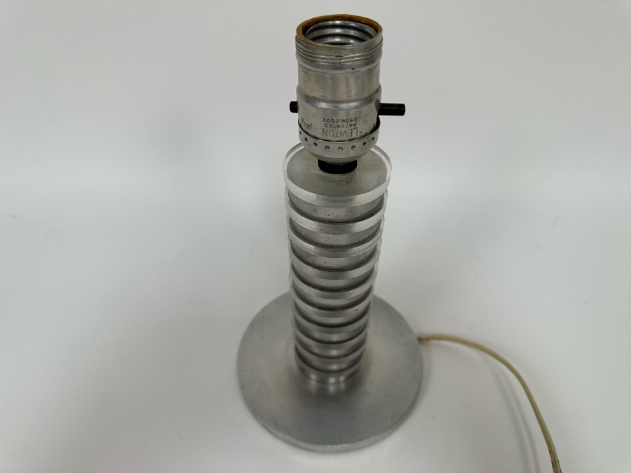 Vintage Art Deco Machine Age Aluminum Table Lamp Needs Rewiring 9H [Photo 9]