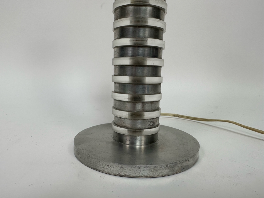 Vintage Art Deco Machine Age Aluminum Table Lamp Needs Rewiring 9H [Photo 4]