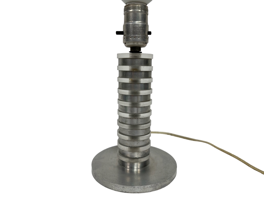 Vintage Art Deco Machine Age Aluminum Table Lamp Needs Rewiring 9H [Photo 1]