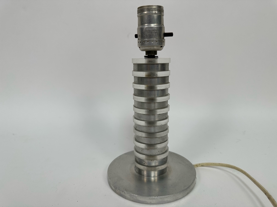 Vintage Art Deco Machine Age Aluminum Table Lamp Needs Rewiring 9H [Photo 10]
