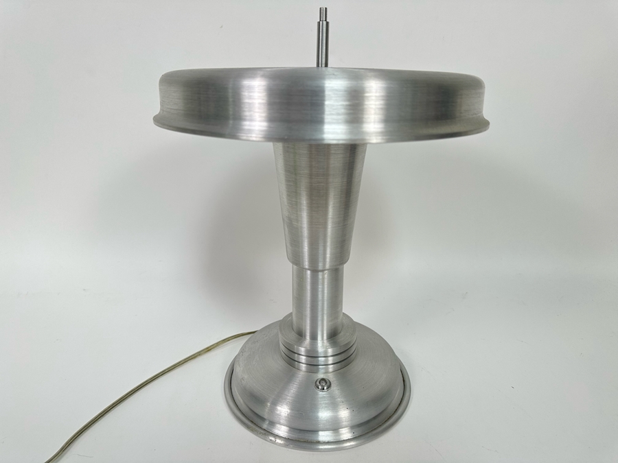 Contemporary Art Deco Design Hand Made Brushed Aluminum Table Lamp Hand Signed On Bottom [Photo 10]