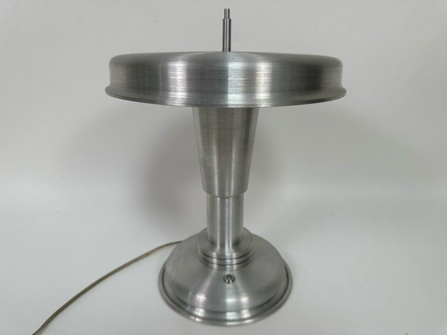 Contemporary Art Deco Design Hand Made Brushed Aluminum Table Lamp Hand Signed On Bottom [Photo 9]