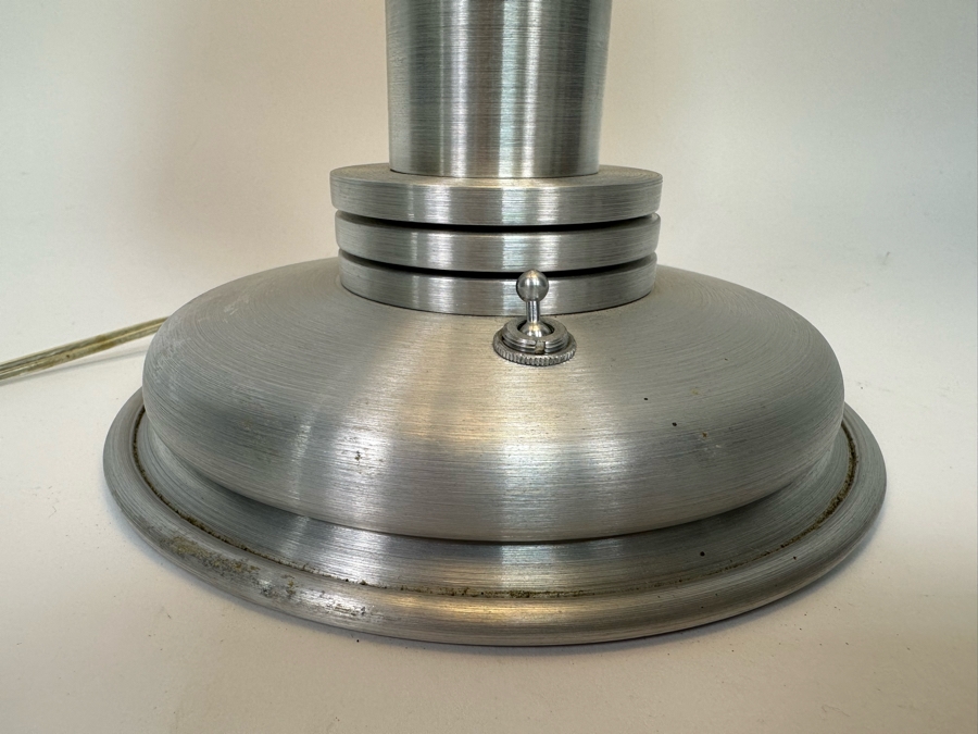 Contemporary Art Deco Design Hand Made Brushed Aluminum Table Lamp Hand Signed On Bottom [Photo 5]