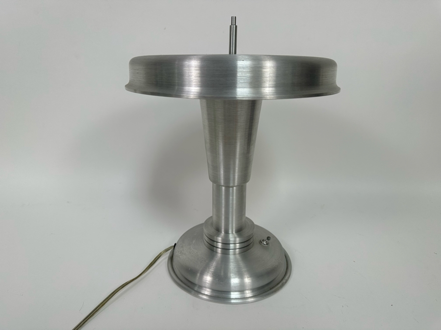Contemporary Art Deco Design Hand Made Brushed Aluminum Table Lamp Hand Signed On Bottom [Photo 11]