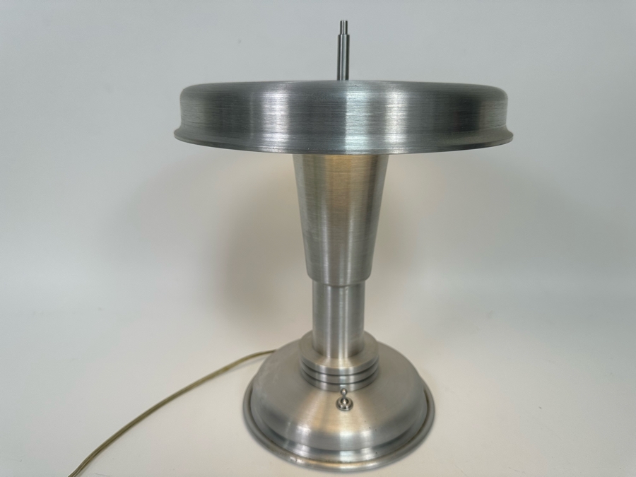 Contemporary Art Deco Design Hand Made Brushed Aluminum Table Lamp Hand Signed On Bottom [Photo 2]