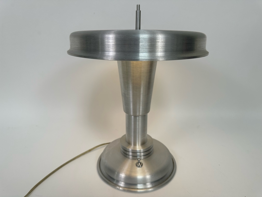 Contemporary Art Deco Design Hand Made Brushed Aluminum Table Lamp Hand Signed On Bottom [Photo 8]