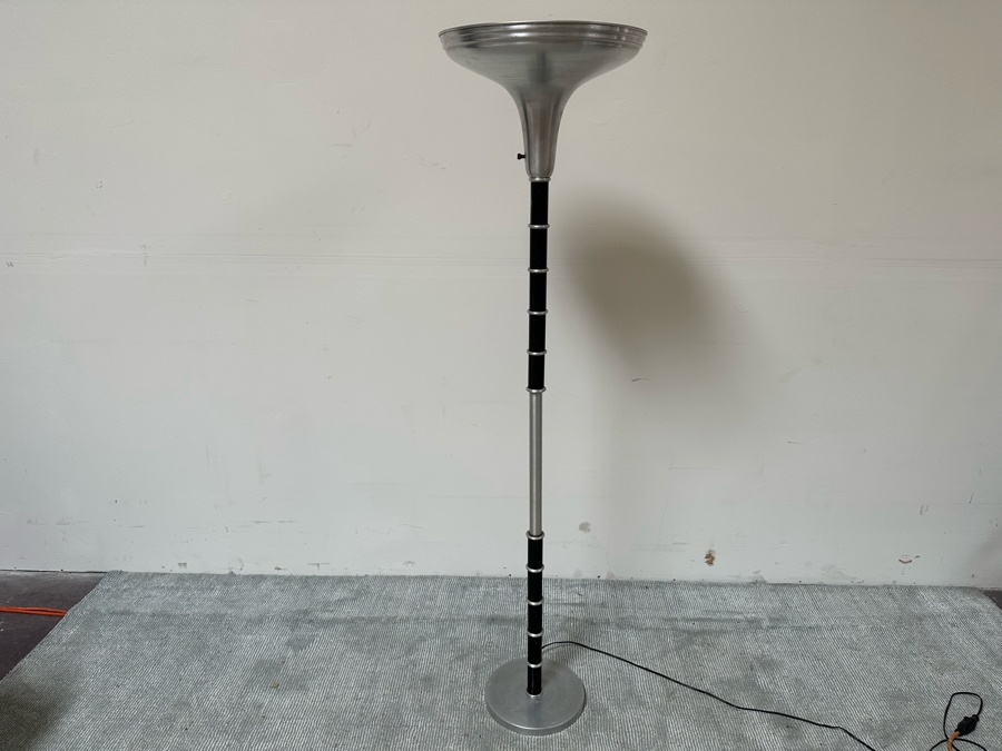 Stunning Vintage Art Deco Floor Lamp Torchiere Aluminum [Photo 2]