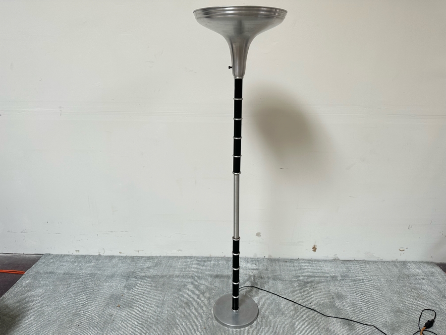 Stunning Vintage Art Deco Floor Lamp Torchiere Aluminum [Photo 3]