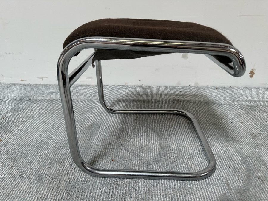 Vintage Anton Lorenz For Thonet Bent Tubular Chrome Stools Bauhaus Style 16.5W X 17D X 17H [Photo 2]