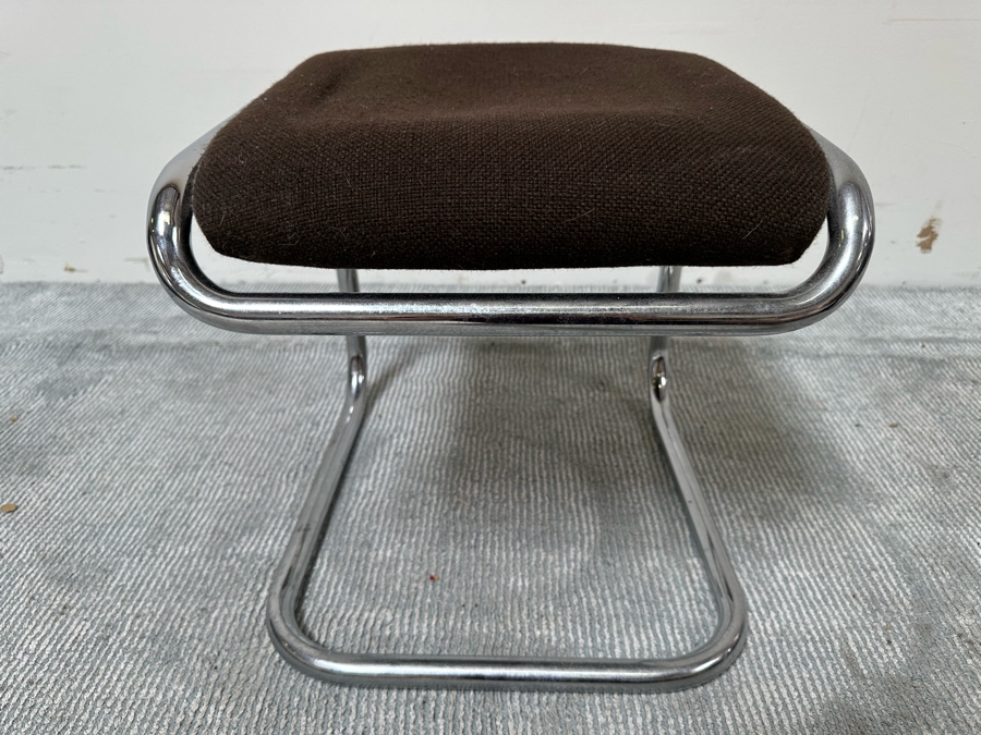Vintage Anton Lorenz For Thonet Bent Tubular Chrome Stools Bauhaus Style 16.5W X 17D X 17H [Photo 3]