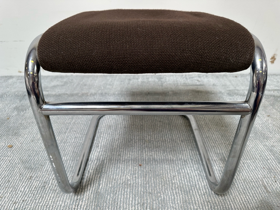 Vintage Anton Lorenz For Thonet Bent Tubular Chrome Stools Bauhaus Style 16.5W X 17D X 17H [Photo 5]