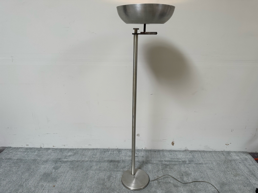 Kurt Versen Vintage Art Deco Flip Top Shade Modernist Floor Lamp Reading / Torchiere 62H [Photo 2]